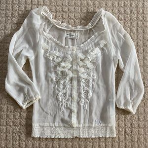 Abercrombie Kids Girls White Embroidered Blouse (M)